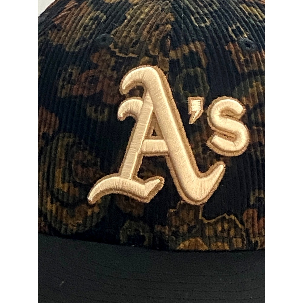 New Era Oakland A's 59FIFTY Floral Cord Three Looms Corduroy Hat 7 5/8 ~ NWT - Picture 2 of 10